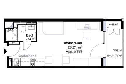 Furnished 1-room apartment in Campo Novo - Mainz Gonsenheim