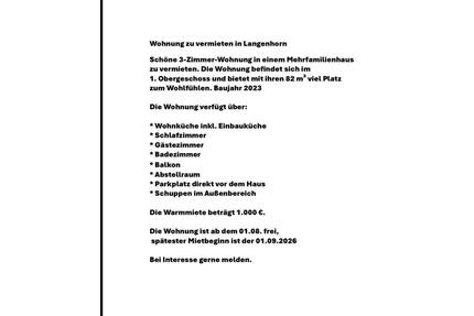 3 Zimmer Wohnung in 25842 Langenhorn