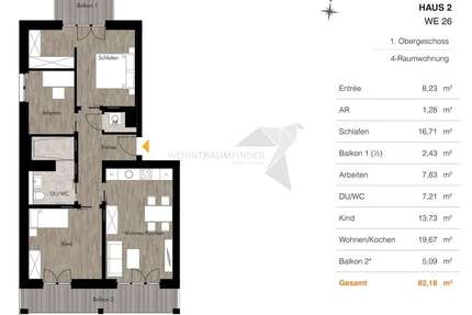 Wohnung zum Mieten in Chemnitz 1.110,00 € 82.18 m²