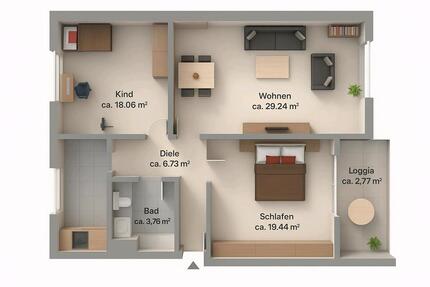 3-Zimmer-Wohnung mit Balkon und Tiefgaragenstellplatz - Grevenbroich Neuenhausen