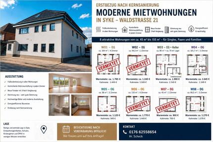 Wohnungen zu vermieten - 999,00&nbsp;EUR Kaltmiete, ca.&nbsp; 80,00&nbsp;m&sup2; in Syke (PLZ: 28857)
