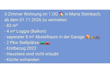 Schöne 3-Zimmer Nichtraucher-Wohnung im 1. OG in Maria Steinbach - Legau