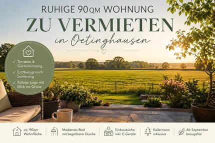 Ruhige 90qm Wohnung mit Terrasse & Gartennutzung in Oetinghausen - Hiddenhausen