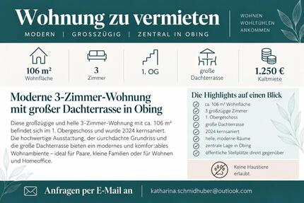 Wohnung in Obing - 1.250,00&nbsp;EUR Kaltmiete, ca.&nbsp; 106,00&nbsp;m&sup2; in Obing (PLZ: 83119)