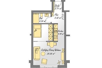 1-Raum Appartement Innenstadt Erstbezug Neubau 2026 - Korbach