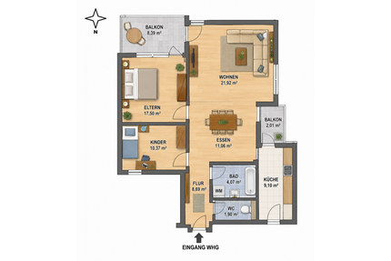 Wohnung zum Mieten in Untergruppenbach 1.050,00 € 84 m²