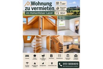 Wohnung zu vermieten - 1.250,00&nbsp;EUR Kaltmiete, ca.&nbsp; 140,00&nbsp;m&sup2; in Hohenfels (PLZ: 92366)