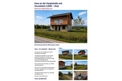 Haus in der Nähe von Banja Luka, Bosnien und Herzegowina - München Feldmoching-Hasenbergl