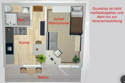 Mietwohnung Wohnung schön hell mit Balkon 1 Person - Herne Wanne-Bickern