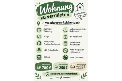 Wohnung zu vermieten in Westhausen-Reichenbach