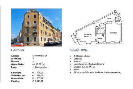 Tolle 2 Zimmerwohnung mit Balkon in ruhiger Lage (Pieschen). - Dresden Neustadt