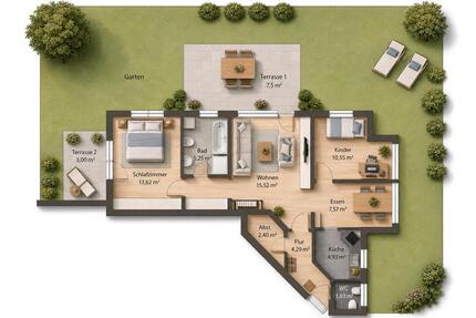 Idyllische 3,5-Zi-Gartenwohnung mit 2 Terassen KN-Petershausen - Konstanz Konstanz-Fürstenberg
