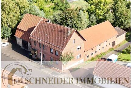 Großer Resthof mit 2 Fam.Haus, Stallungen, Scheune, Garagen & ca. 2.300m² Grundstk., Wiese auf Pacht - Wolfhagen