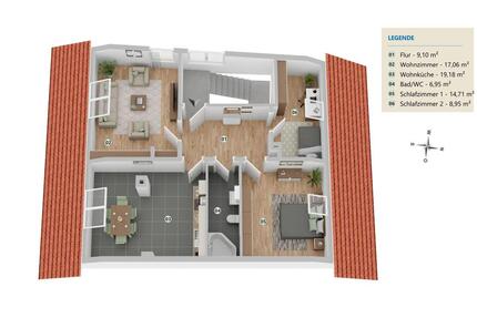 Renovierte Dachgeschosswohnung mit Moselblick, Gartenanteil & viel Nutzfläche – ab 01.04. frei - Leiwen