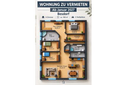160m3 Wohnung in ruhiger Resthoflage zu vermieten, in besdorf - Holstenniendorf
