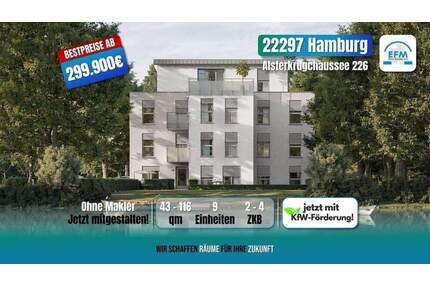 ++BESTPREIS++ NEUBAU 4 ZKB MIET-ENERGIESPAREND altersgerecht & großer Balkon - Hamburg Alsterdorf