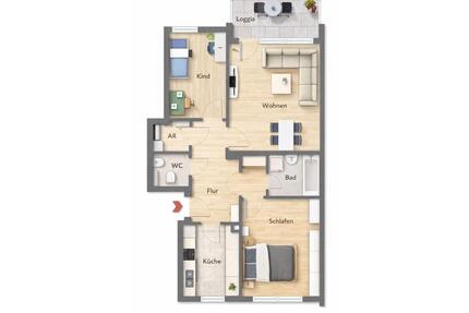 Helle 3-Zimmer Wohnung mit Balkon ins Grüne - renoviert! - Nürnberg Rabus