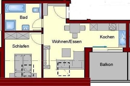 2-Zi-Wohnung zu vermieten! - 490,00&nbsp;EUR Kaltmiete, ca.&nbsp; 43,00&nbsp;m&sup2; in Petersberg (PLZ: 36100)