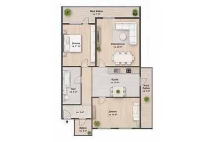 Eigentumswohnung in München Schwabing 80804 | 88 m² | 2 Balkone