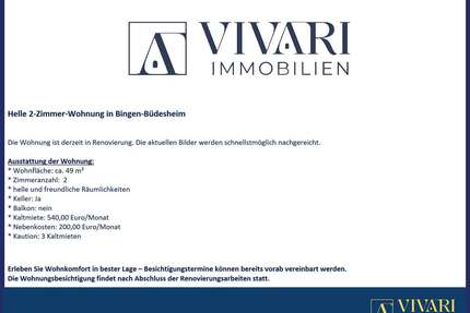 Wohnung zum Mieten in Bingen am Rhein 540,00 € 49 m²