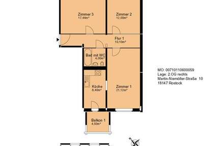 Wohnung zum Mieten in Rostock 460,00 € 72.7 m²