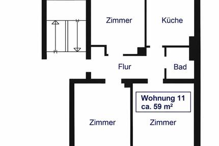 Gut geschnittene 3-Zimmer-Wohnung 60 m² 2. OG Kiel-Ellerbek WG