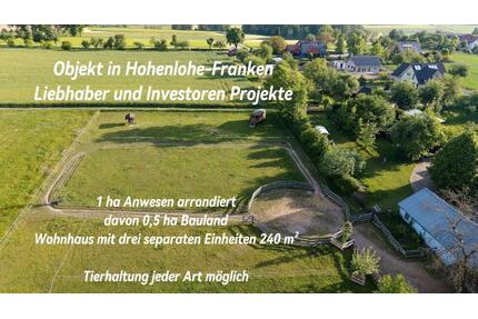 Anwesen mit ca. 1 ha – Tierhaltung, Stall, Werkstatt – Wohnen - Schwäbisch Hall