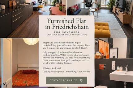 Subletting for November - 1.500,00&nbsp;EUR Kaltmiete, ca.&nbsp; 43,00&nbsp;m&sup2; in Berlin (PLZ: 10245) Friedrichshain-Kreuzberg