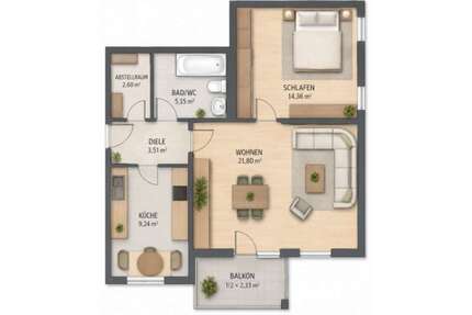 Wohnung zum Kaufen in Waldkraiburg 165.000,00 € 60 m²