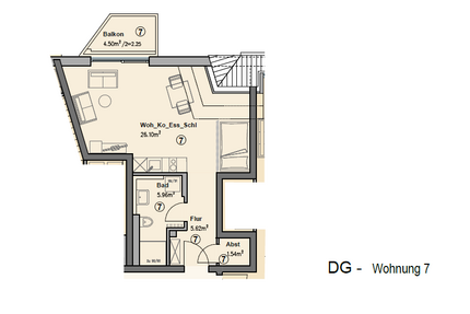 Wohnung zum Mieten in Augsburg 860,00 € 43 m²