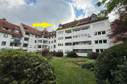 MITTENDRIN (statt nur dabei) - Sonnige 3-Zimmer-ETW mit West-Loggia & unverbaubarem Ausblick - Erlangen Innenstadt