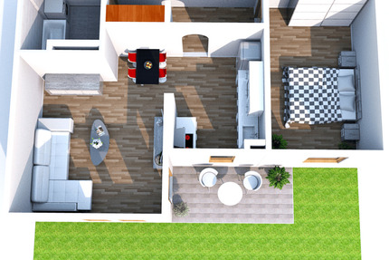 renovierte EG-2-Raum-Wohung EBK mit Terrasse, Garten, TG-Stellplatz und Fahrstuhl, optional mit - Waldheim