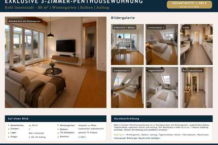 Wohnung zum Mieten in Kehl 1.100,00 € 88 m²