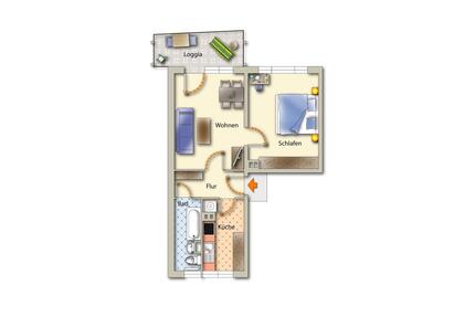 2 Zimmer zum Glück! - 345,00&nbsp;EUR Kaltmiete, ca.&nbsp; 50,59&nbsp;m&sup2; in Freiberg (PLZ: 09599)
