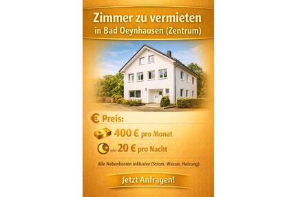 Sofort freie Zimmer im Zentrum von Bad Oeynhausen
