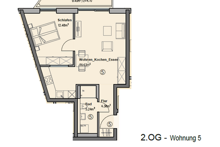 Wohnung zum Mieten in Augsburg 1.080,00 € 54 m²