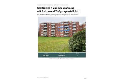 Großzügig 4-Zimmer-Wohnung mit Balkon, Kamin, Aufzug, Stellplatz - Hamburg Wandsbek