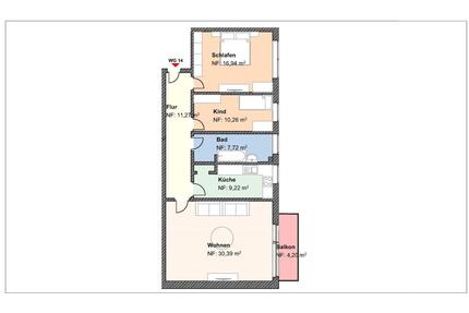 Renovierte, helle 3,5 Zimmer Wohnung mit Balkon im 2. OG - Wesel Fusternberg