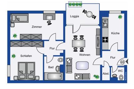 Attraktive 3-Zimmer-Wohnung mit Loggia & Tiefgaragenstellplatz - Duisburg Huckingen