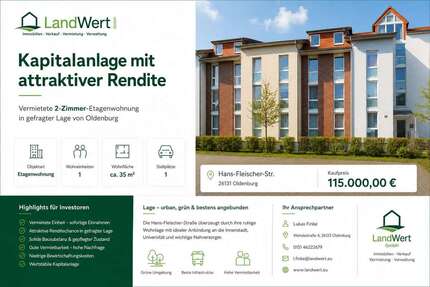 Wohnung zum Kaufen in Oldenburg 115.000,00 € 35 m²