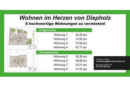 Neubau KfW-40 Erstbezug Innenstadt Diepholz – hochwertige Wohnungen mit Wärmepumpe & Einbauküche