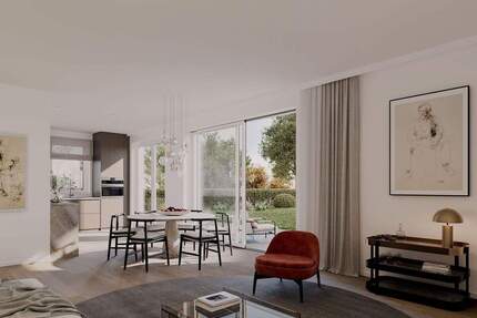 DOMINO Bau: Traumhafte 3-Zimmer-Gartenwohnung (barrierefrei) in Top-Lage nahe Rienziplatz - München Bogenhausen