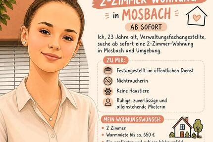 Zwei-Zimmer-Wohnung in Mosbach - 650,00&nbsp;EUR Kaltmiete, ca.&nbsp; 50,00&nbsp;m&sup2; in Mosbach (PLZ: 74821)