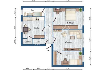 Ramin Komplett renoviert! 3 Zimmer Wohnung. - Löcknitz