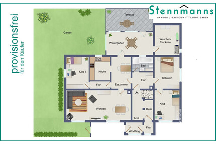 5 ZIMMER-EIGENTUMSWOHNUNG MIT GARAGE, WINTERGARTEN & GARTENNUTZUNG AM ZENTRUM VON RADEVORMWALD, PROV