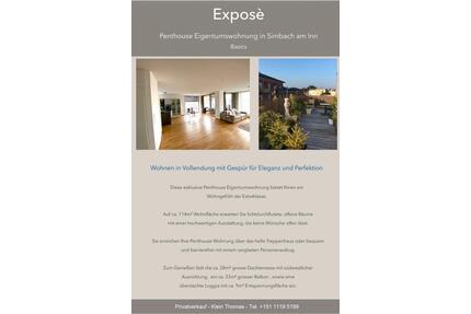 Penthousewohnung - 499.000,00&nbsp;EUR Kaufpreis, ca.&nbsp; 114,00&nbsp;m&sup2; in Simbach am Inn (PLZ: 84359)
