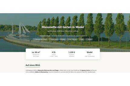 Wedel: 4-Zi.-Maisonette mit Garten & Balkon — Nachmieter ges.