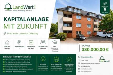 Wohnung zum Kaufen in Oldenburg 330.000,00 € 74.03 m²