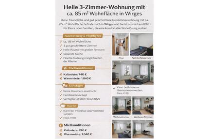 Mietwohnung - 740,00&nbsp;EUR Kaltmiete, ca.&nbsp; 85,00&nbsp;m&sup2; in Wirges (PLZ: 56422)