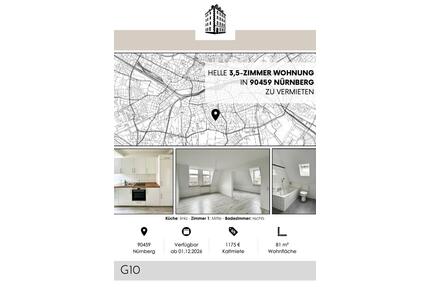 Lichtdurchflutete 3,5-Zimmer-Wohnung mit neuer Einbauküche - Nürnberg Rabus